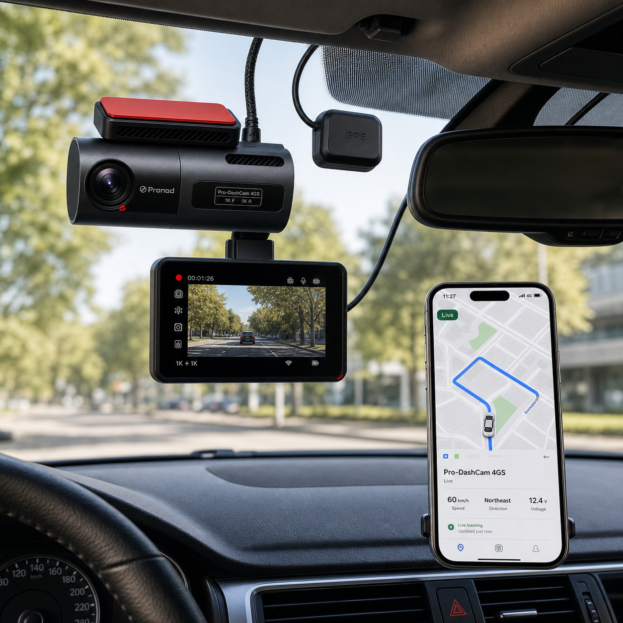 Pronod Pro-DashCam 4GS live GPS tracking and 4G support