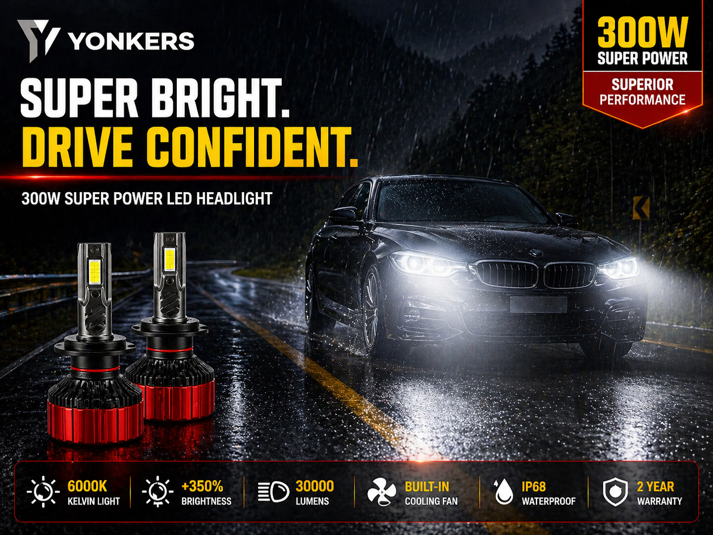 Drive confidently with YONKERS headlights